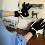 Hand Holding Gloves Black