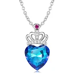 Colar com pingente de coroa de coração pêssego azul em prata esterlina S925, um acessório delicado e charmoso para mulheres. — foto 3