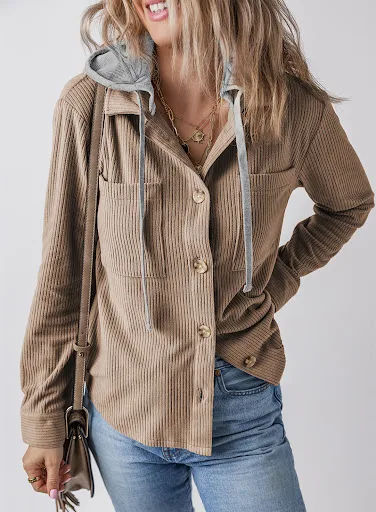 Title 16, Lapel Buckle Cardigan Pouch Hooded Drawstring S...