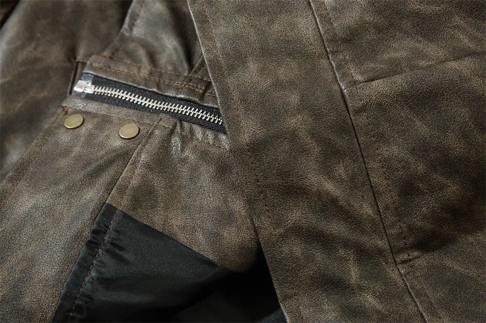 Title 6, Mens Contrast Color Textured PU Leather Coat o...