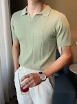 Camiseta masculina de manga curta com decote em V em malha de seda gelada, leve e respirável para o verão, toque macio e sensação fresca. — foto 10