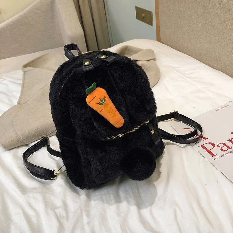 Mochila Infantil Orejas de Conejo Peluche Bolsa Roja Red — foto 5
