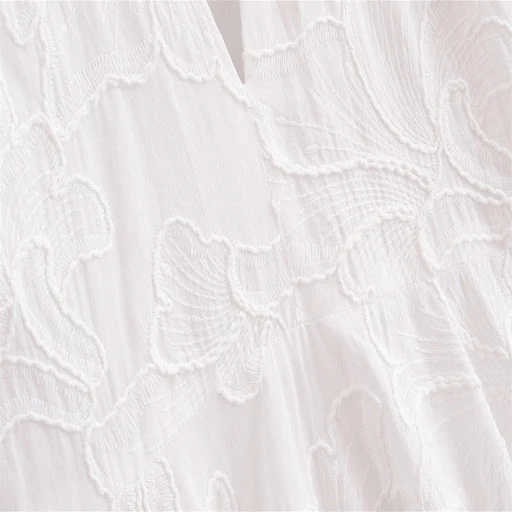 Title 2, Womens Clothing All-match White V-neck Embroid...
