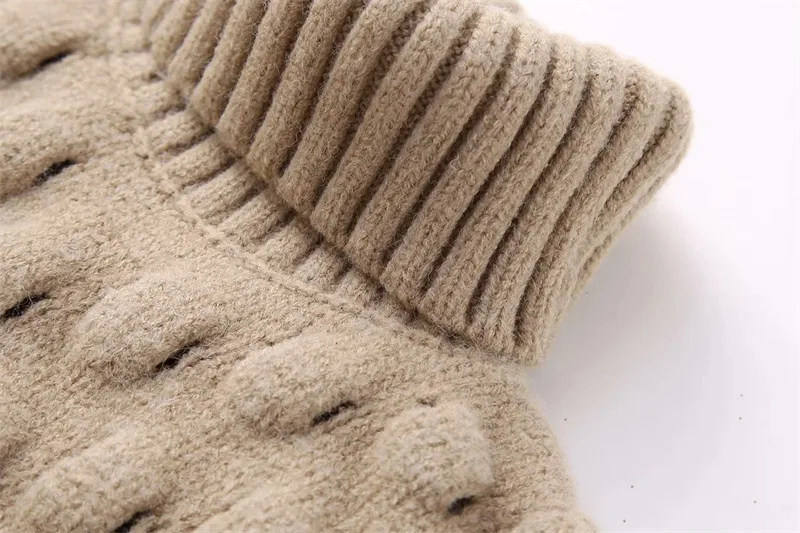 Title 10, Fashion Simple Turtleneck Texture Knitted Short...