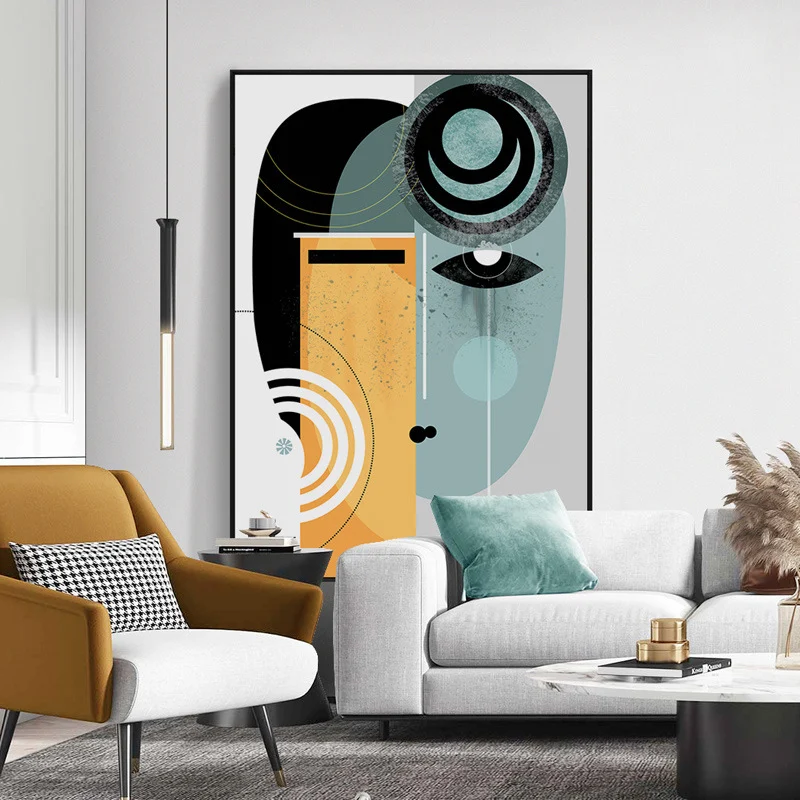 Quadro decorativo astratto con linee geometriche, stampa a getto d'inchiostro, perfetto per arredare e aggiungere un tocco moderno a qualsiasi ambiente. — foto 5