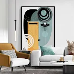 Quadro decorativo astratto con linee geometriche, stampa a getto d'inchiostro, perfetto per arredare e aggiungere un tocco moderno a qualsiasi ambiente. — foto 5