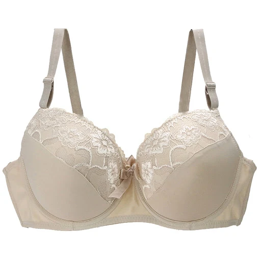Title 4, Thin Plus Size Bra with Lace Patchwork Embroide...