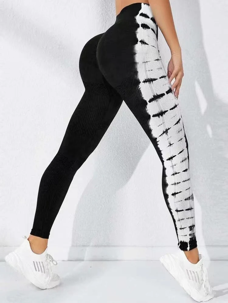 Tie-dye Seamless Yoga Pants Quick-drying, High Waist, Tight Fit, Belly Control, Hip Lift Fitness Pants for Workout and E — photo 22