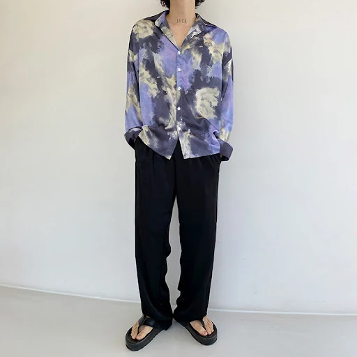 Title 2, Mrcyc Tie-Dye Long-Sleeved Shirt MenS Korean V...