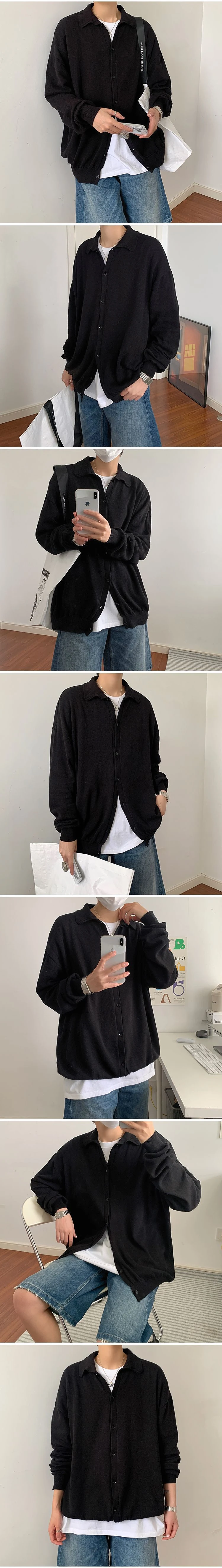 Title 1, Mens Loose Lapel Cardigan Single Breasted Swea...