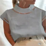 New European And American Women's Clothing Pullover Solid Color Lace Slim Stand Collar Shirt — photo 9