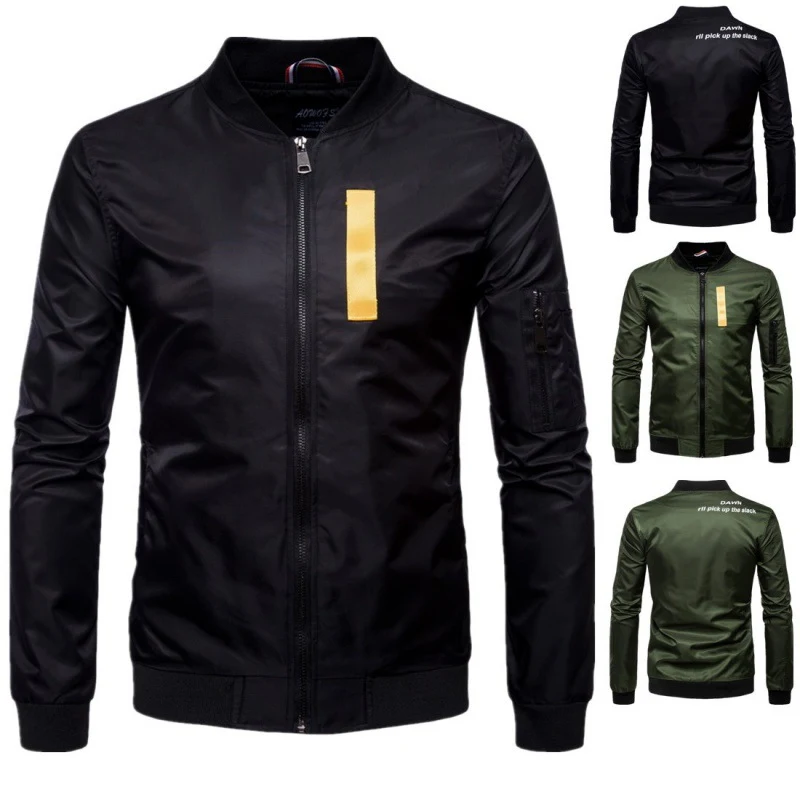 Jaqueta de voo masculina plus size com gola alta e detalhes trançados contrastantes, perfeita para um visual moderno e estiloso. — foto 14
