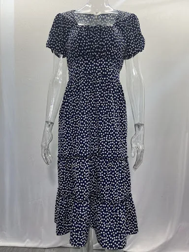 Title 23, Square Collar Short Sleeve Dress Summer Puff Fl...