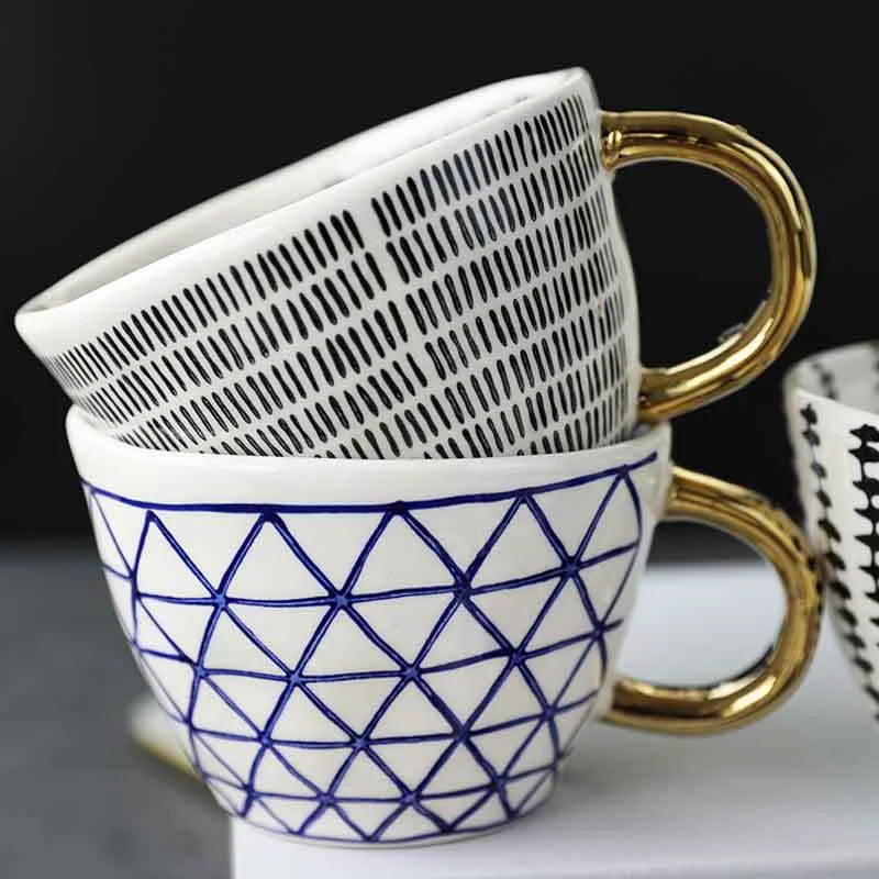 Title 4, Geometric Hand Pinch Ceramic Cup, Irregular Wid...