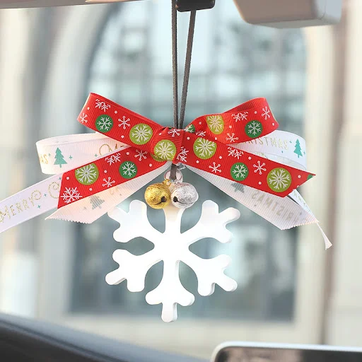 Title 6, Simple Christmas Car Snowflake Bell Pendant. Fe...