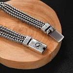 Pulseira masculina com mantra de seis caracteres, vintage, quadrada, serpente de cauda dupla, para proteção, estilo e bem-estar diário. — foto 5