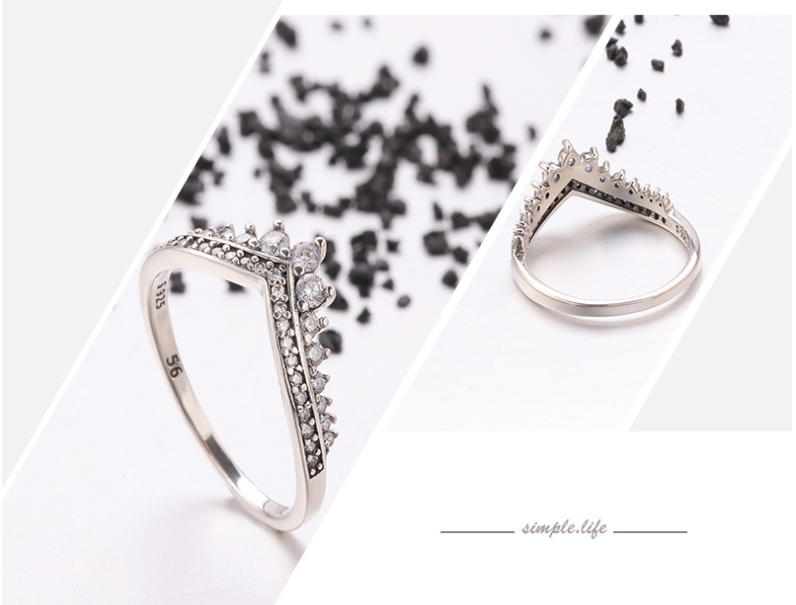 Anel de coroa S925, perfeito para mulheres. Joia de prata esterlina brilhante e elegante, um presente ideal para ocasiões especiais. — foto 6