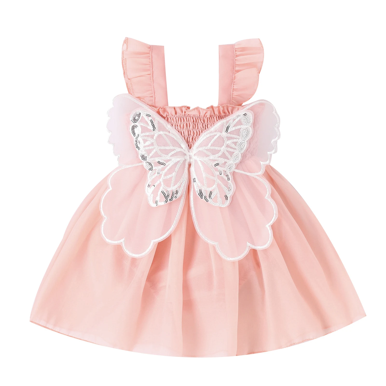 Title 17, Vestido de bebê menina com smocking, alças e bo...