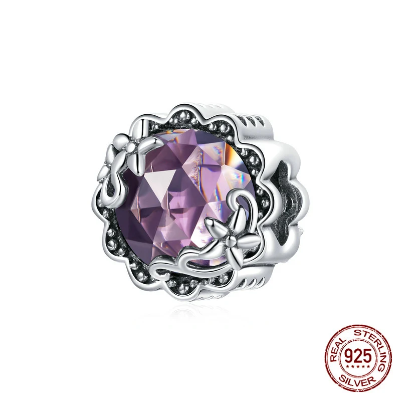 Pulseira de contas de vidro roxo em prata esterlina, acessório charmoso para adicionar um toque de cor e elegância ao seu visual. — foto 2