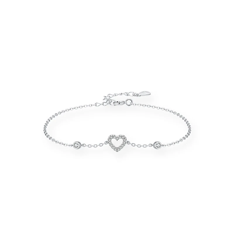 Pulseira de prata S925 Coração Apaixonado com micro strass vazados, um presente perfeito para expressar seu amor e carinho. — foto 2