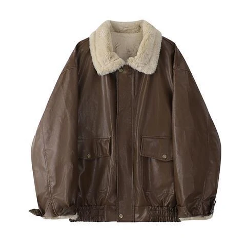 Women's Zipper Retro Fashion Elegance Leather Coat Autumn And Winter. Stylish and warm outerwear for a sophisticated loo — photo 5