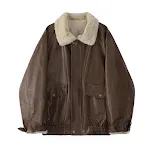 Women's Zipper Retro Fashion Elegance Leather Coat Autumn And Winter. Stylish and warm outerwear for a sophisticated loo — photo 5