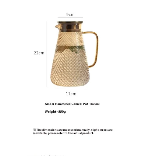 Title 7, Electroplated Amber Glass Water Pitcher, Heat-r...