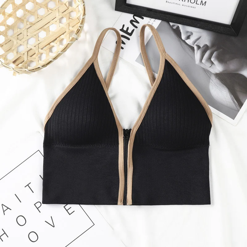 Front Zipper Wrapped Chest Deep V No Steel Ring Bra provides comfort, support, and a flattering fit for everyday wear. — photo 1