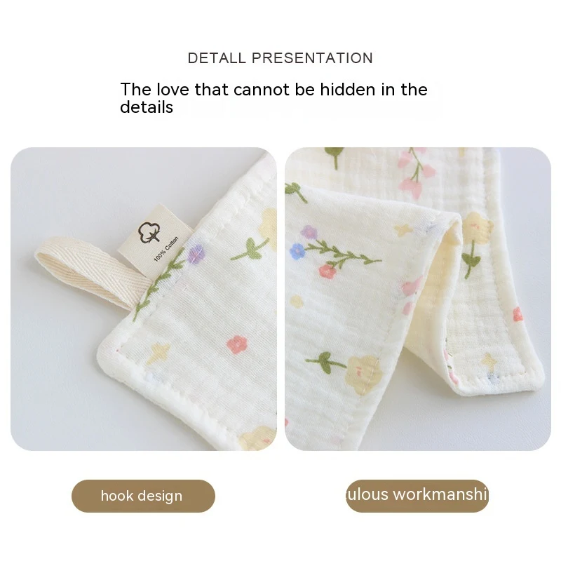 Toalha de babar para bebês em gaze de quatro camadas com estampa floral, macia e absorvente, perfeita para recém-nascidos. — foto 10