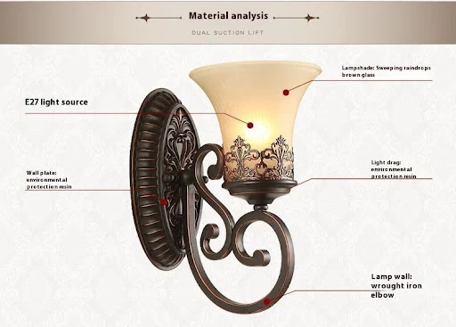 Title 4, American-style Iron Retro Wall Lamp Bedroom Min...