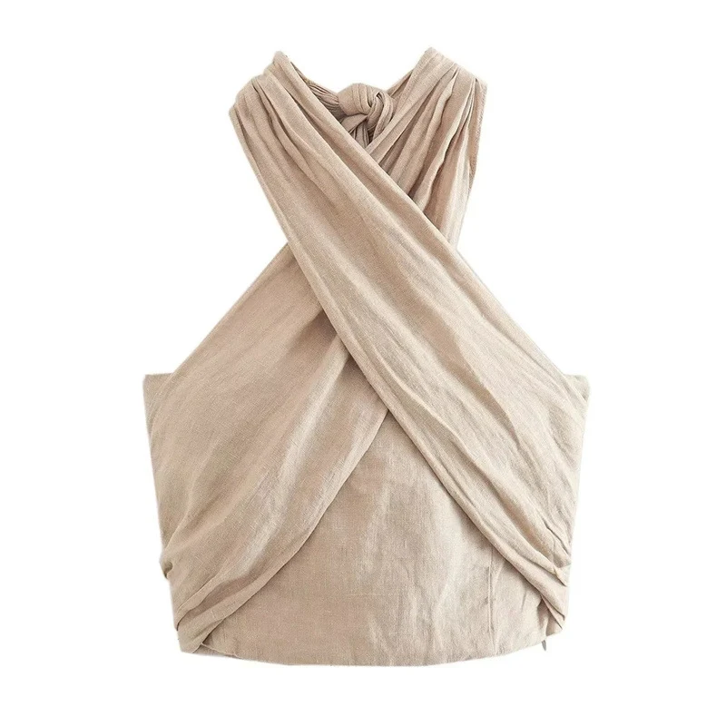 Women's Simple Fashion All-match Halter Linen Vest Top — photo 11