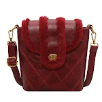 Bolsa feminina de cor sólida com costura lateral em pelúcia romboidal, confortável e elegante para uso diário e ocasiões especiais. — foto 1