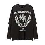 Camiseta de manga longa com estampa de letras de moda de rua americana, lavada, ideal para um visual casual e moderno. — foto 9