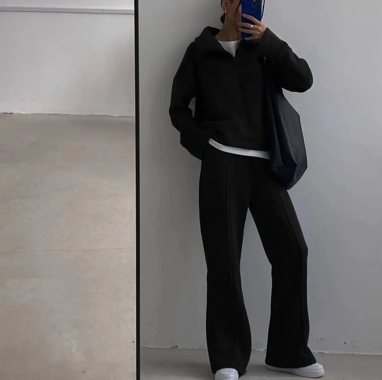 Conjunto de Suéter Feminino com Zíper Outono Inverno Conforto e Elegância Roupa Quente e Prática Ideal para Diversas Situações — foto 4