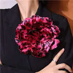 Broche de flor grande leopardo exagerada de tecido cetim francês 19cm, um acessório ousado e elegante para um toque de sofisticação. — foto 2