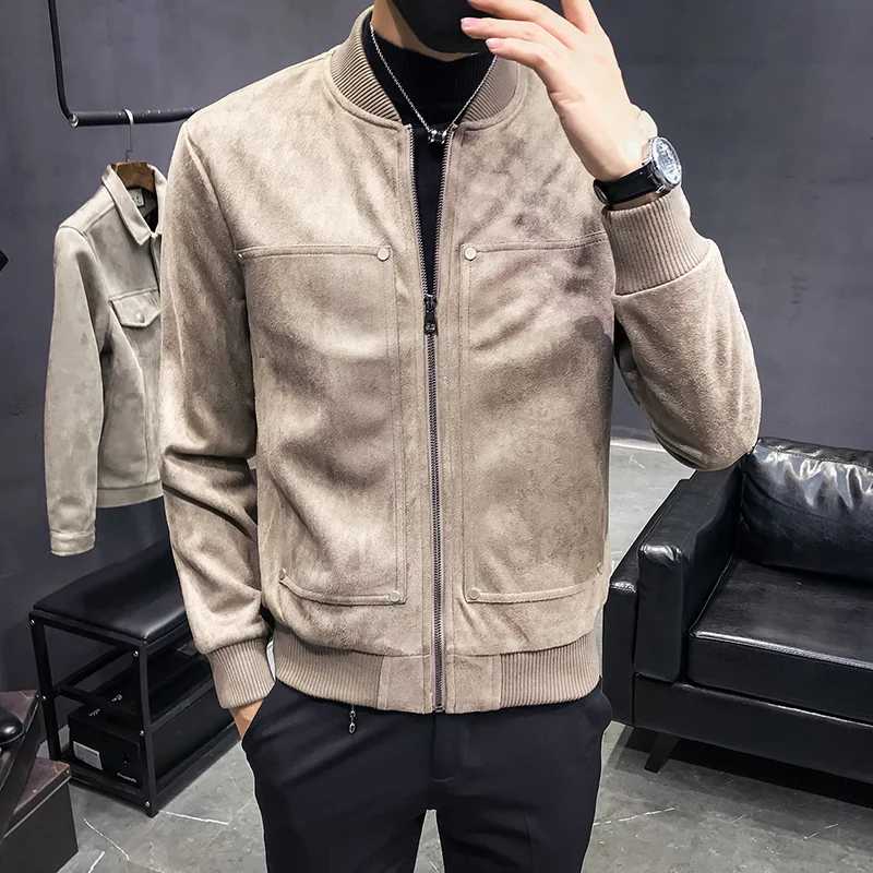 Title 7, Giacca casual corta in camoscio da uomo, vestib...