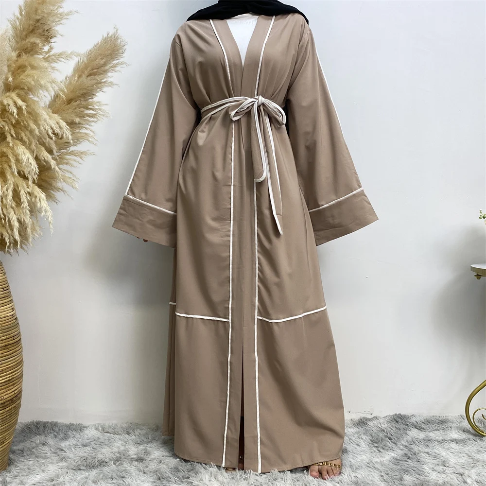 Title 5, Contrast Striped Cardigan Muslim Robe