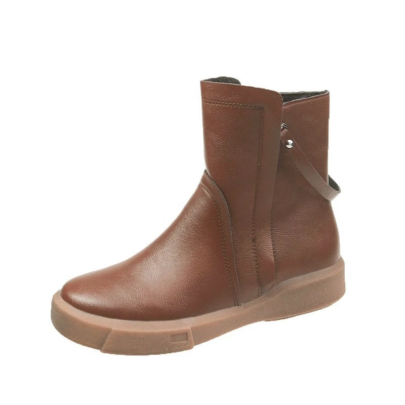 Title 2, Botas curtas femininas com zíper duplo de cor s...