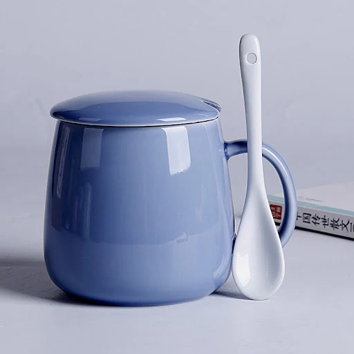 Title 7, Household Ceramic Spoon Mug with Lid Enjoy your...