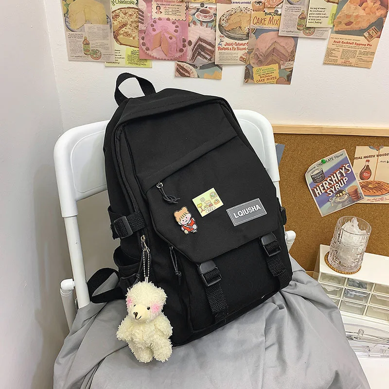 Mochila Escolar Feminina de Nylon para Ensino Médio Grande Capacidade Backpack Estudantil Ampla e Resistente Ideal para Livros e Material Escolar — foto 3