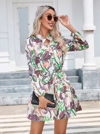 Title 19, Autumn And Winter Printing Button Long Sleeve D...