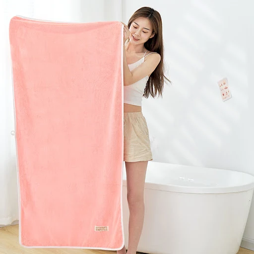 Title 4, Soft High-density Coral Fleece Bath Towel, a lu...