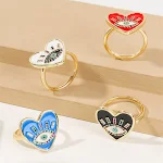 Anel Coração de Zircônia Ajustável Conjunto Cobre Trend Joia Feminina Ajustável Design Elegante Presente Ideal Combine com seu Look. — foto 2