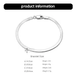 Pulseira de prata esterlina S925 com design de osso de cobra chato. Adicione um toque elegante ao seu visual diário ou para eventos especiais. — foto 11