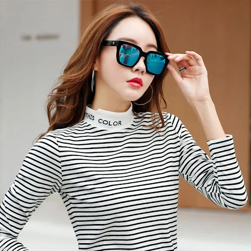 Title 5, Striped long sleeve bottoming shirt, a versatil...