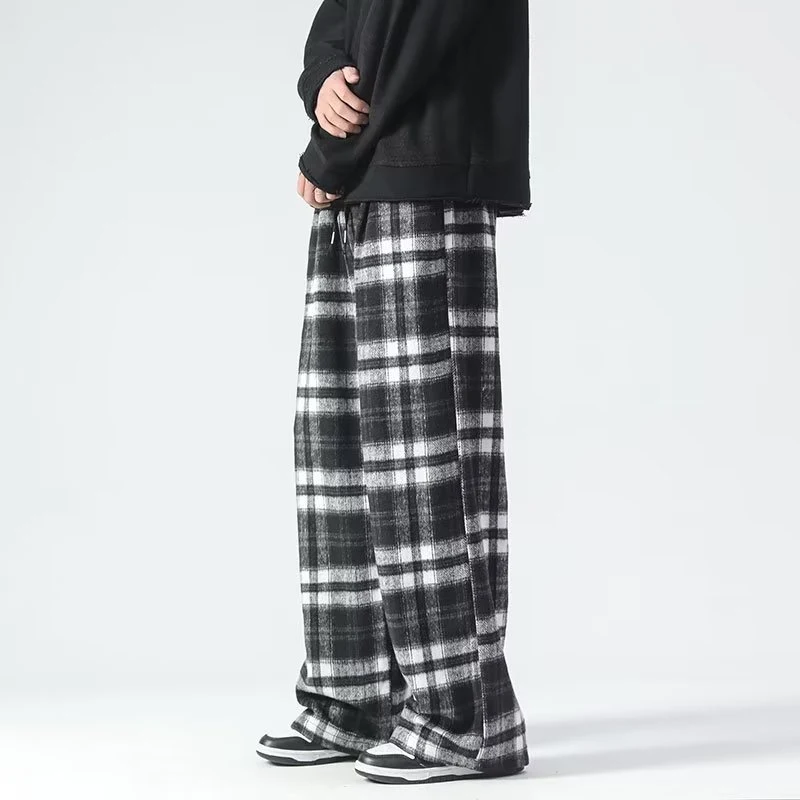 Title 7, Pantalon décontracté à carreaux rétro style jap...