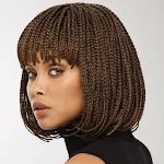 Peruca Feminina de Cabelo Curto com Tranças e Ondas, Cobertura Total de Fibra Química — foto 1