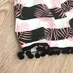 Terno de calça com franjas de bolinhas de coco listradas, elegante e confortável. Perfeito para um look casual e moderno. — foto 5
