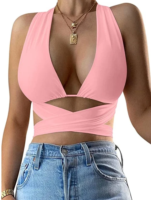 Title 6, Womens Lace-up Crisscross Deep V-neck Low-cut ...