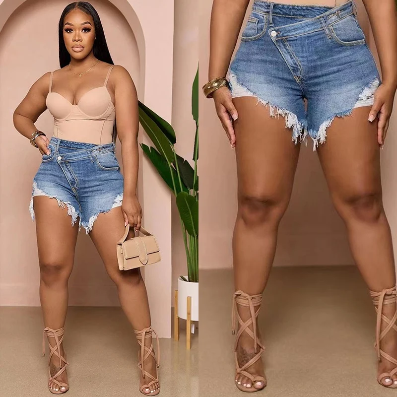 Persoonlijkheid denim shorts voor dames, ideaal voor de zomer. Comfortabel en stijlvol, perfect voor een casual look. Ontdek jouw stijl! — foto 14